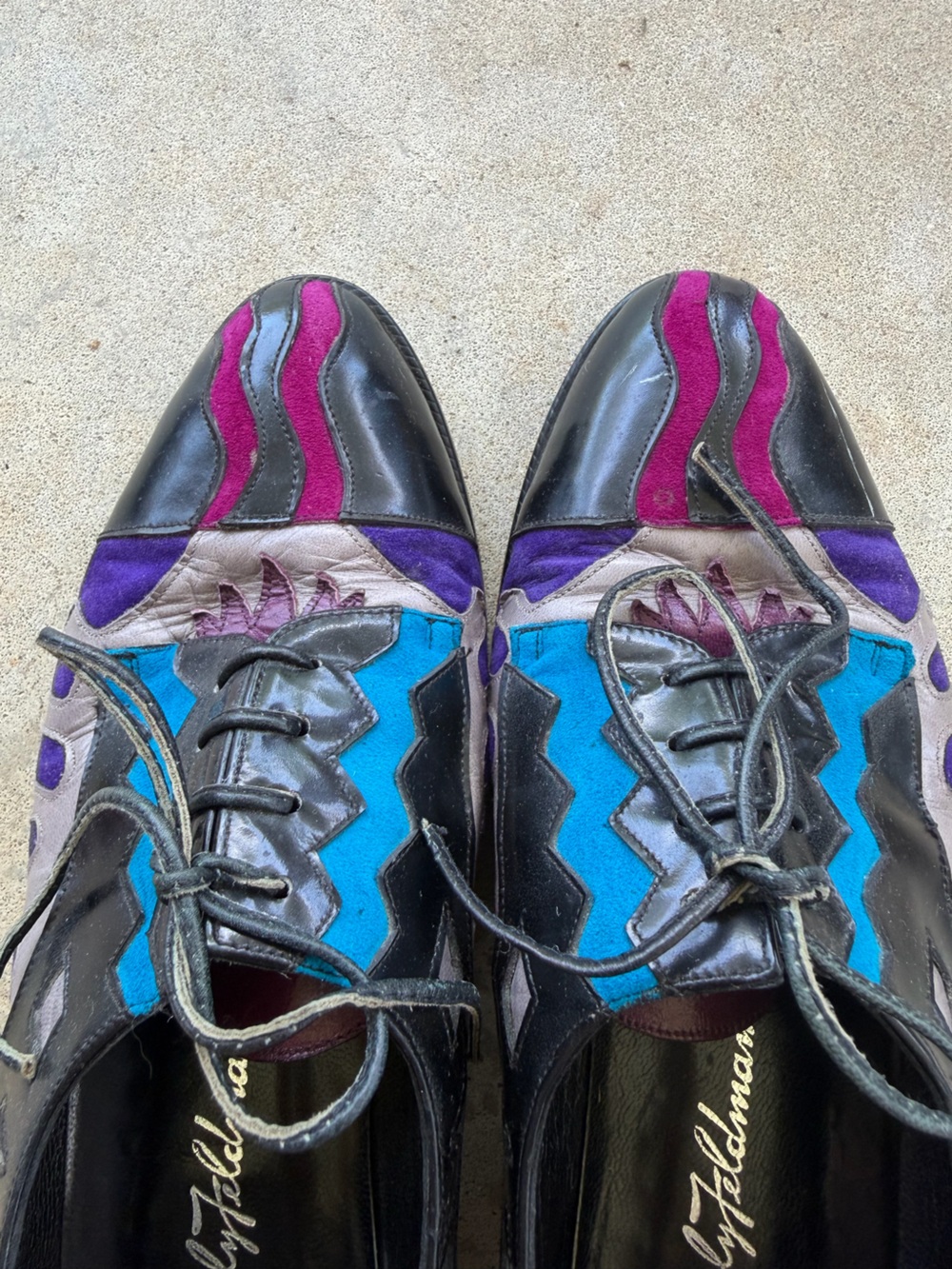 Beverly Feldman Vintage Leather Colorful Patchwork Oxford Shoes Women’s 9.5 - Picture 15 of 15